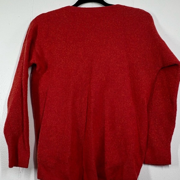 Madewell Wool Alpaca Blend Red Orange 3/4 Button Sweater Womens S Waffle Texture - Picture 4 of 9